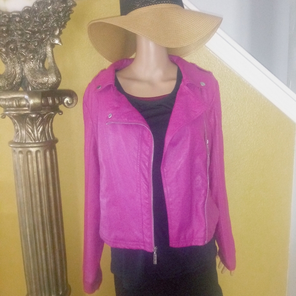 Dollhouse Jackets & Blazers - Hot Pink Dollhouse Faux Leather Jacket Medium
